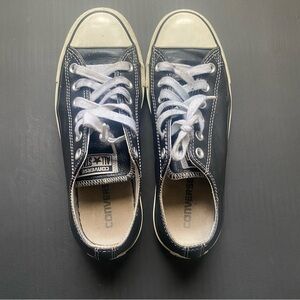 Converse Leather Black Unisex Men 6 Women 8 Low Top Sneaker Shoe
